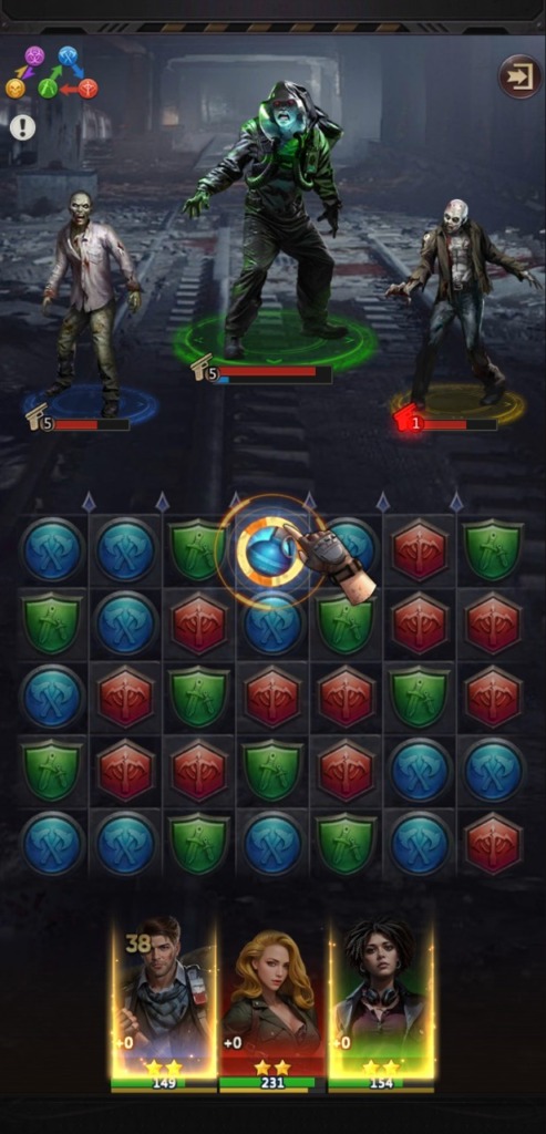 パズル＆サバイバルの戦闘パズル画面