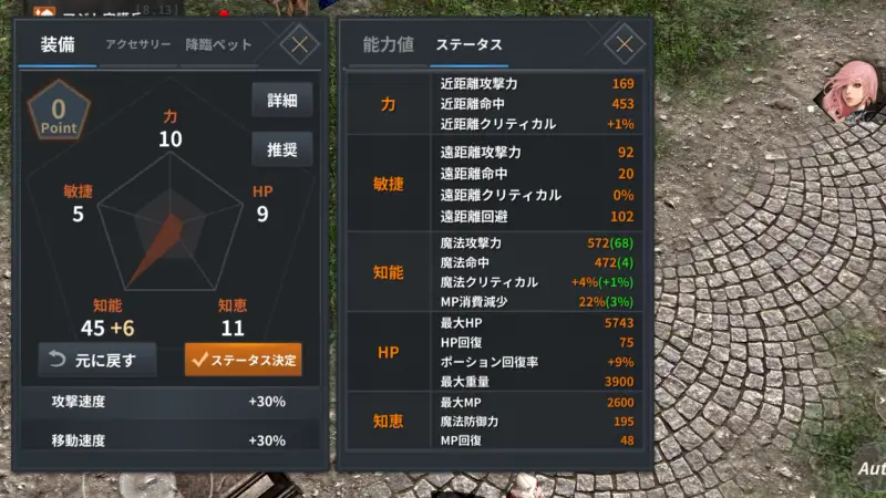 Chaos Wのステータス分配
