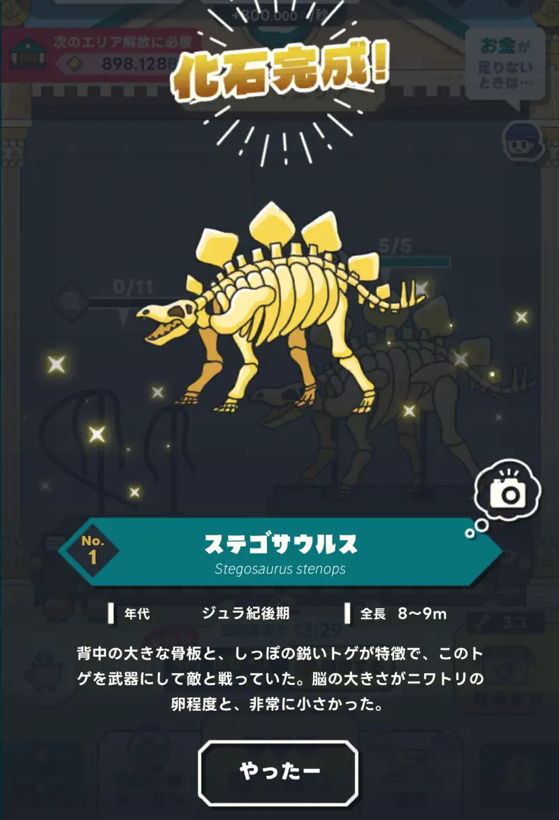 ほりほり博物館の化石完成